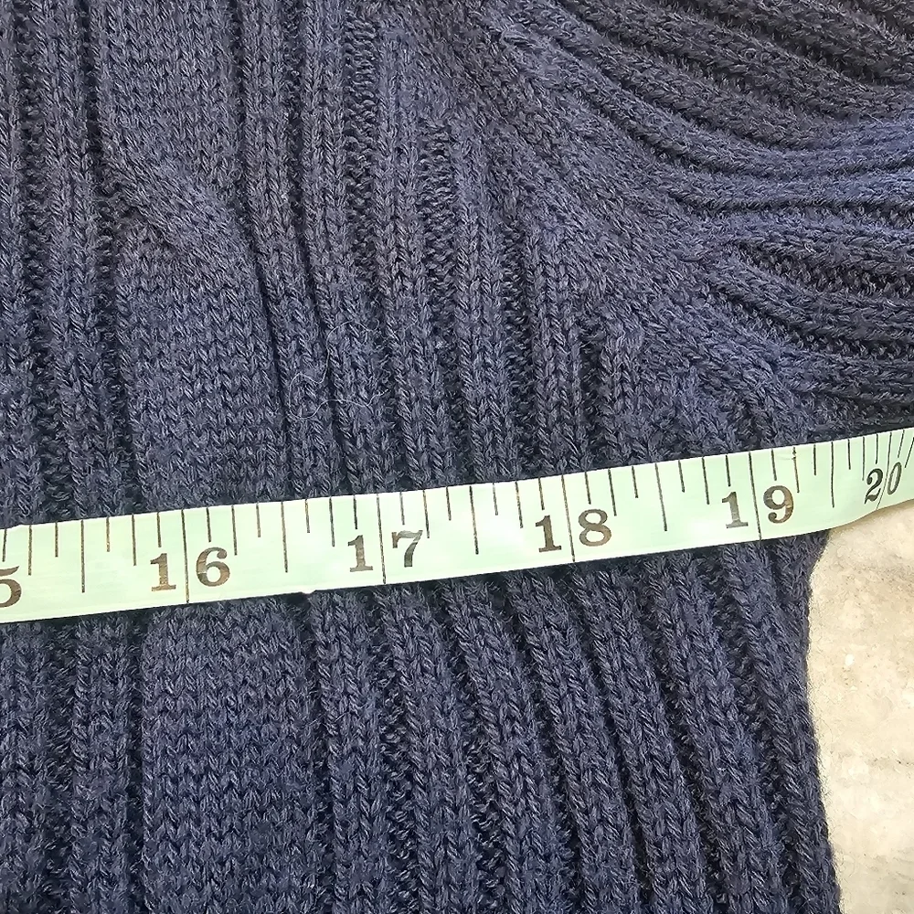 Denim & Co. Navy Blue Cable Knit Shawl Collar Long Cardigan Sweater Women’s M